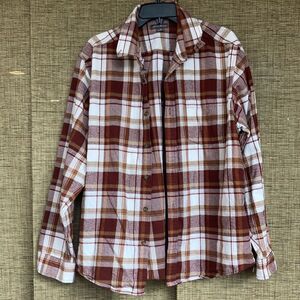 Eddie Bauer flannel shirt white and brown